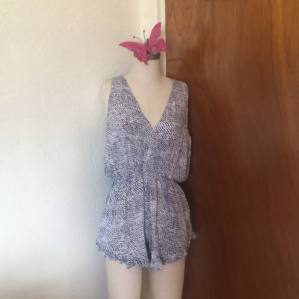 M Open Backed Black and White Romper
